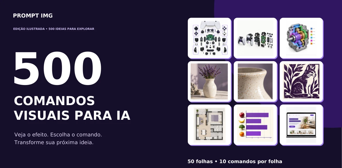 Capa do ebook 500 Comandos para Geração de Imagens