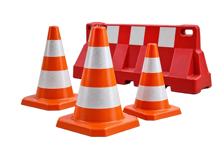 Cones e barreira ilustrativos presentes na ficha sobre operação